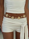 Orvena Floral Chain Belt Gold