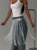 Artemas Studded Tassel Belt Silver